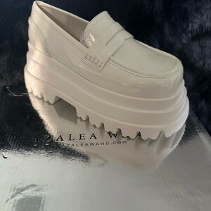 Azalea Wang White Platform Loafers